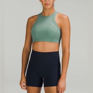 Lululemon Ribbed Nulu High-Neck Yoga Bra Tidewater Teal 4 Excellent Condition